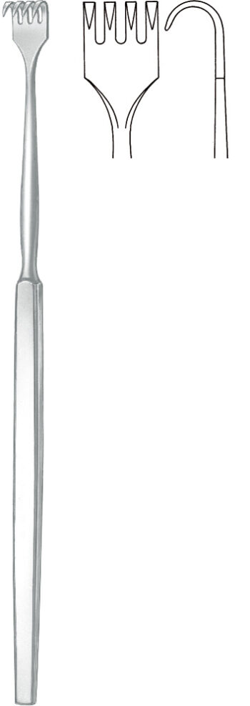 Retractors, wound Spreaders , Hooklet, delicate, 4 prongs, sharp