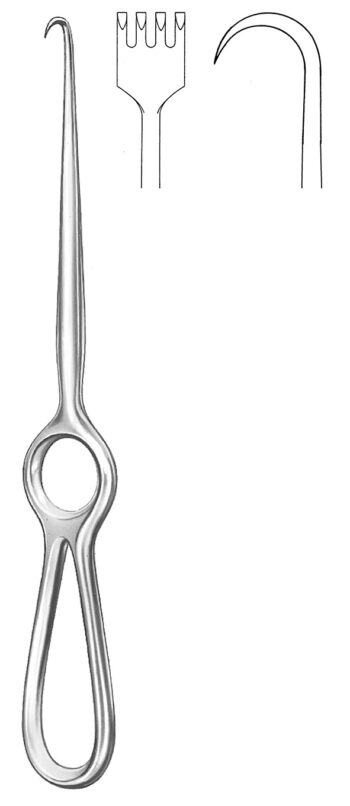 Retractors, wound Spreaders , Retractor, acc. to KoCher, sharp, 4 prongs