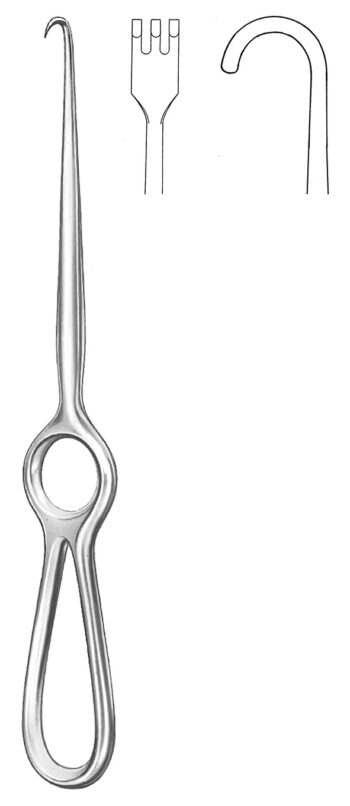 Retractors, wound Spreaders , Retractor, acc. to KoCher, blunt, 3 prongs