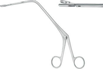 Tonsillectomy, laryngo-bronchoscopy , Laryngeal polypus forceps, acc. to Jurasz, down