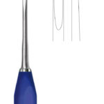 Bone surgery , Gouge, acc. to Cobb, backwards curved, silicone coated Handle