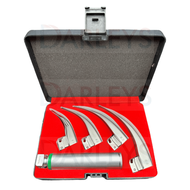 Premium Fiber Optic Laryngoscope with McIntosh SET Blades No. 1,2,3,4 - EMT Anesthesia Intubation Kit