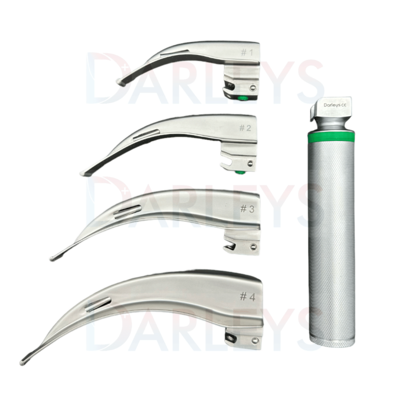 Premium Fiber Optic Laryngoscope with McIntosh SET Blades No. 1,2,3,4 - EMT Anesthesia Intubation Kit